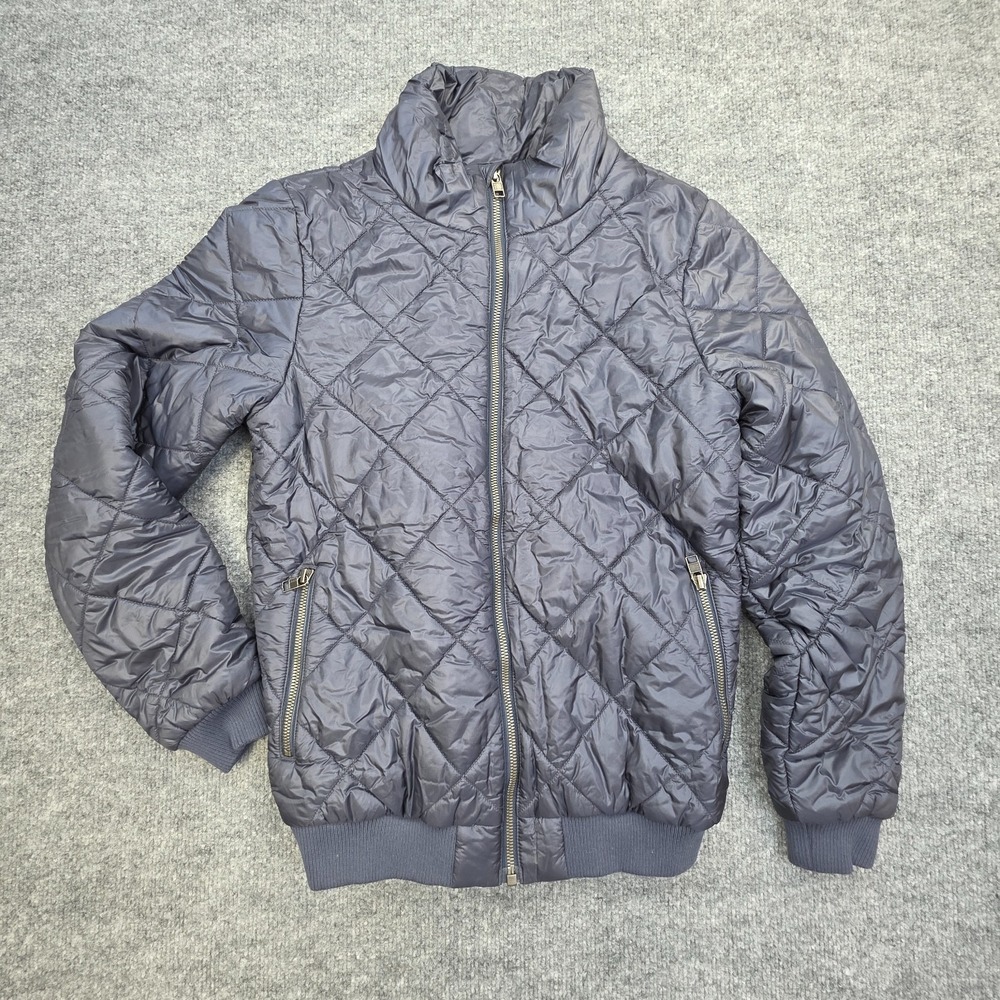 Patagonia Jacket Womens XS Navy Blue Prow Bomber Diamond Quilted Down Coat Zip